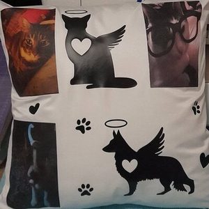 Pet Memorial Cushion — cat & dog angel design