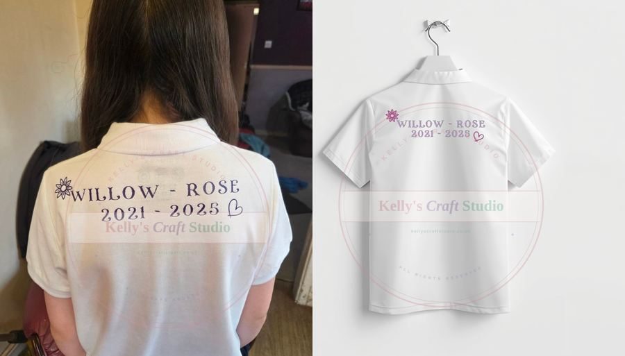 Willow-Rose personalised leavers shirt with flower name design