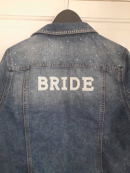 Personalised rhinestone bride denim jacket